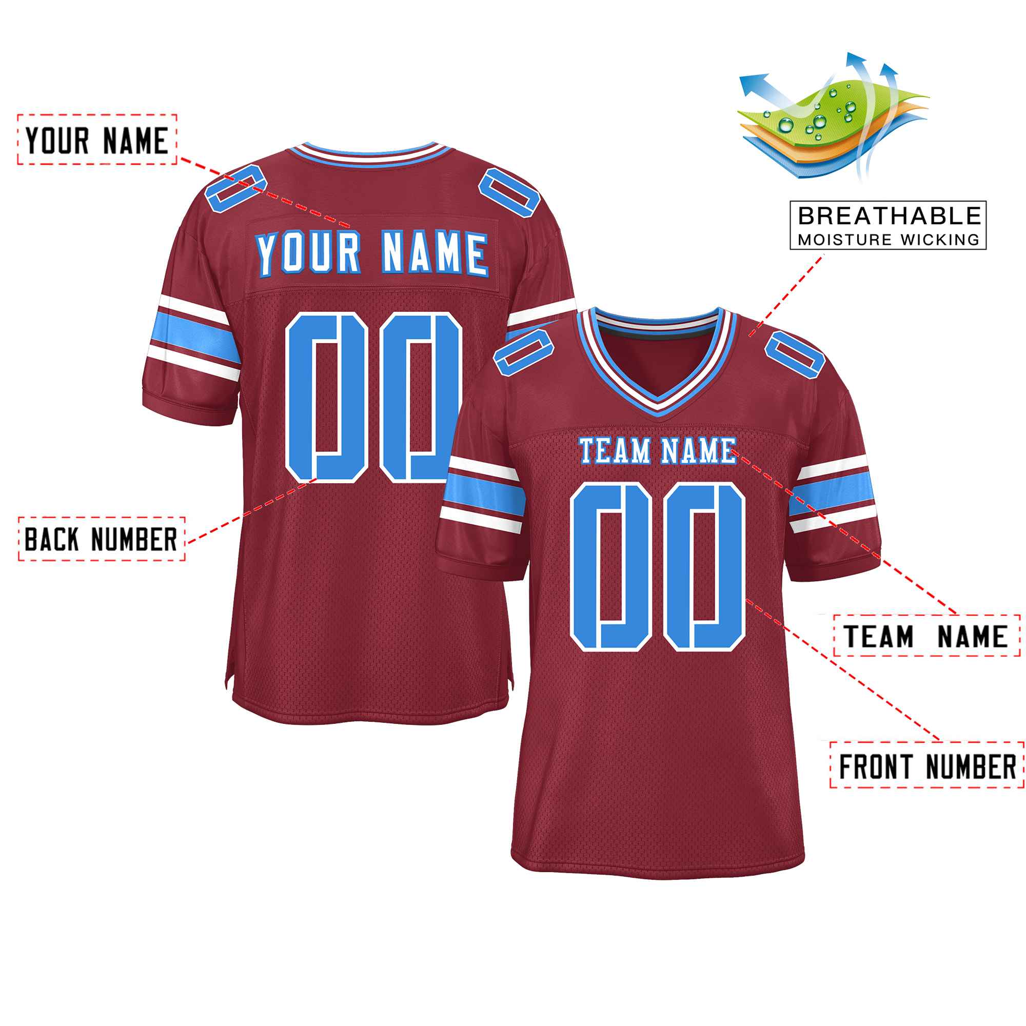 Custom Crimson Personalized Classic Authentic Football Jersey