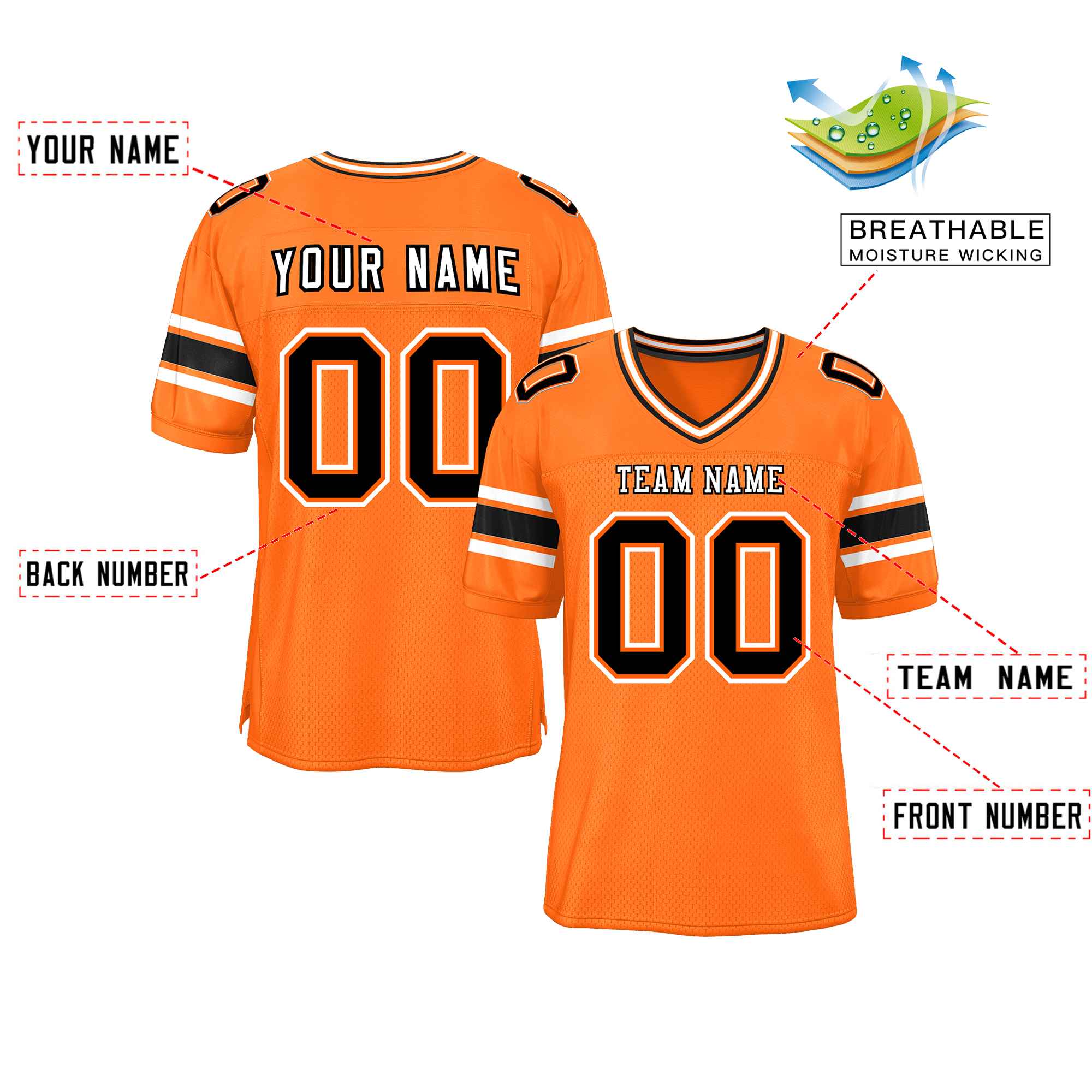 Custom Orange Personalized Classic Authentic Football Jersey