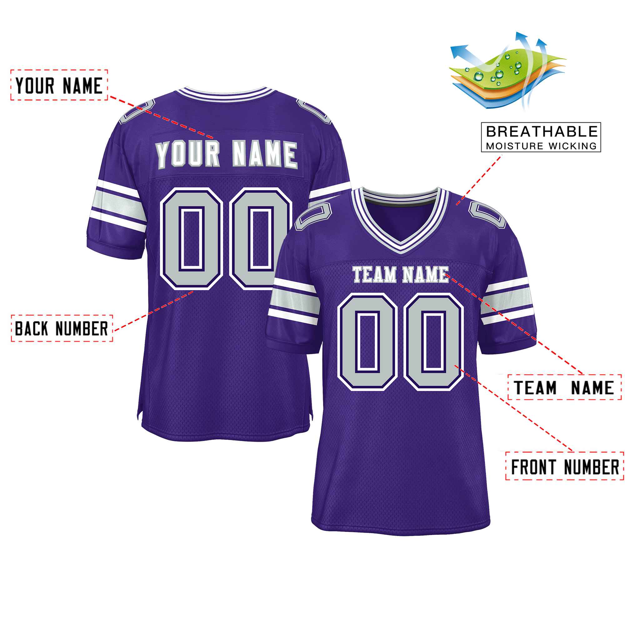 Custom Purple Personalized Classic Authentic Football Jersey