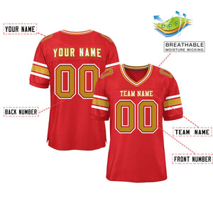 Custom Red Personalized Classic Authentic Football Jersey