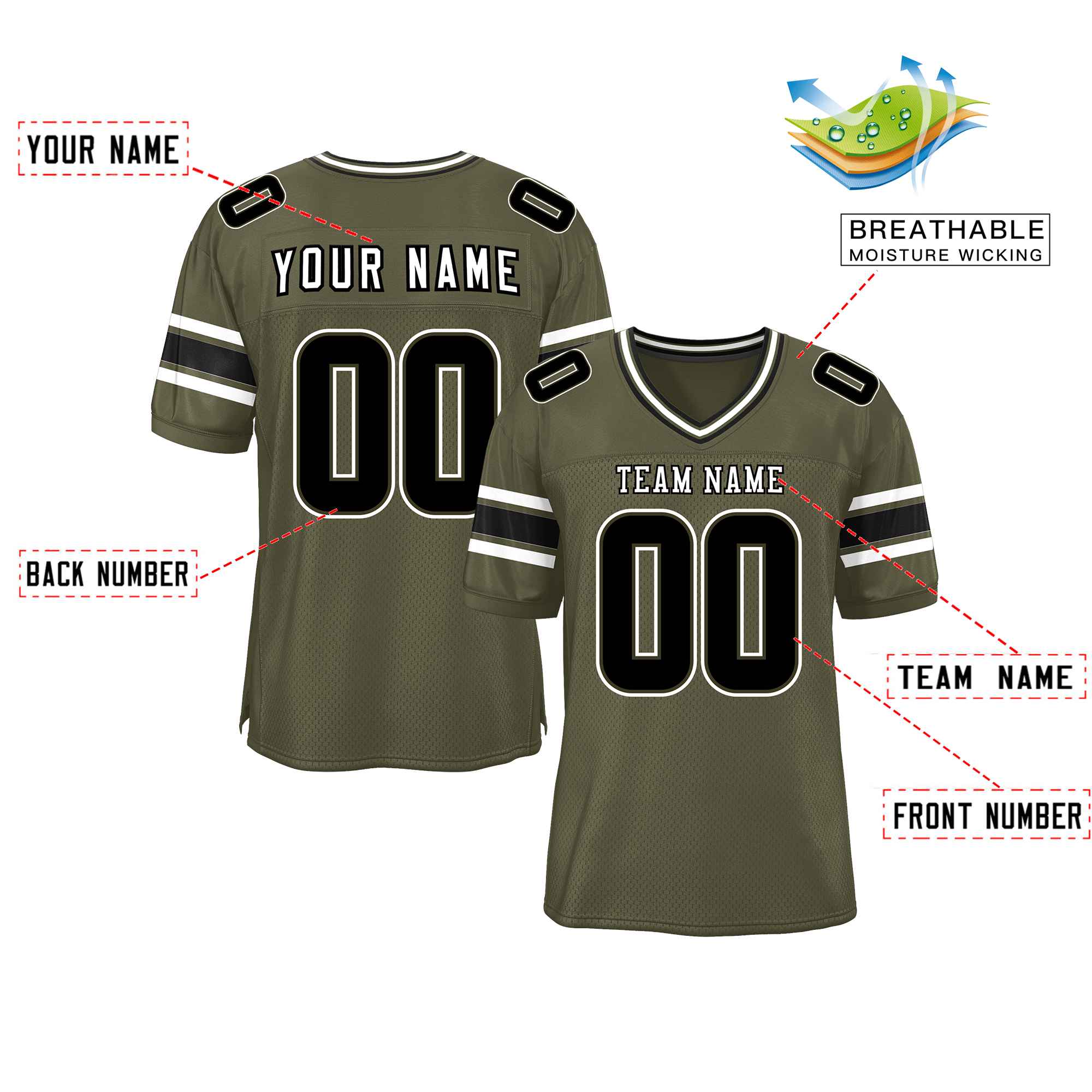 Custom Olive Personalized Classic Authentic Football Jersey