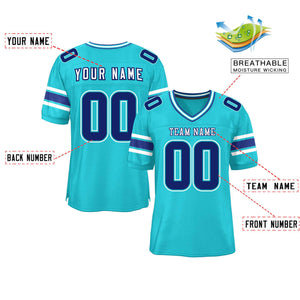 Custom Aqua Personalized Classic Authentic Football Jersey