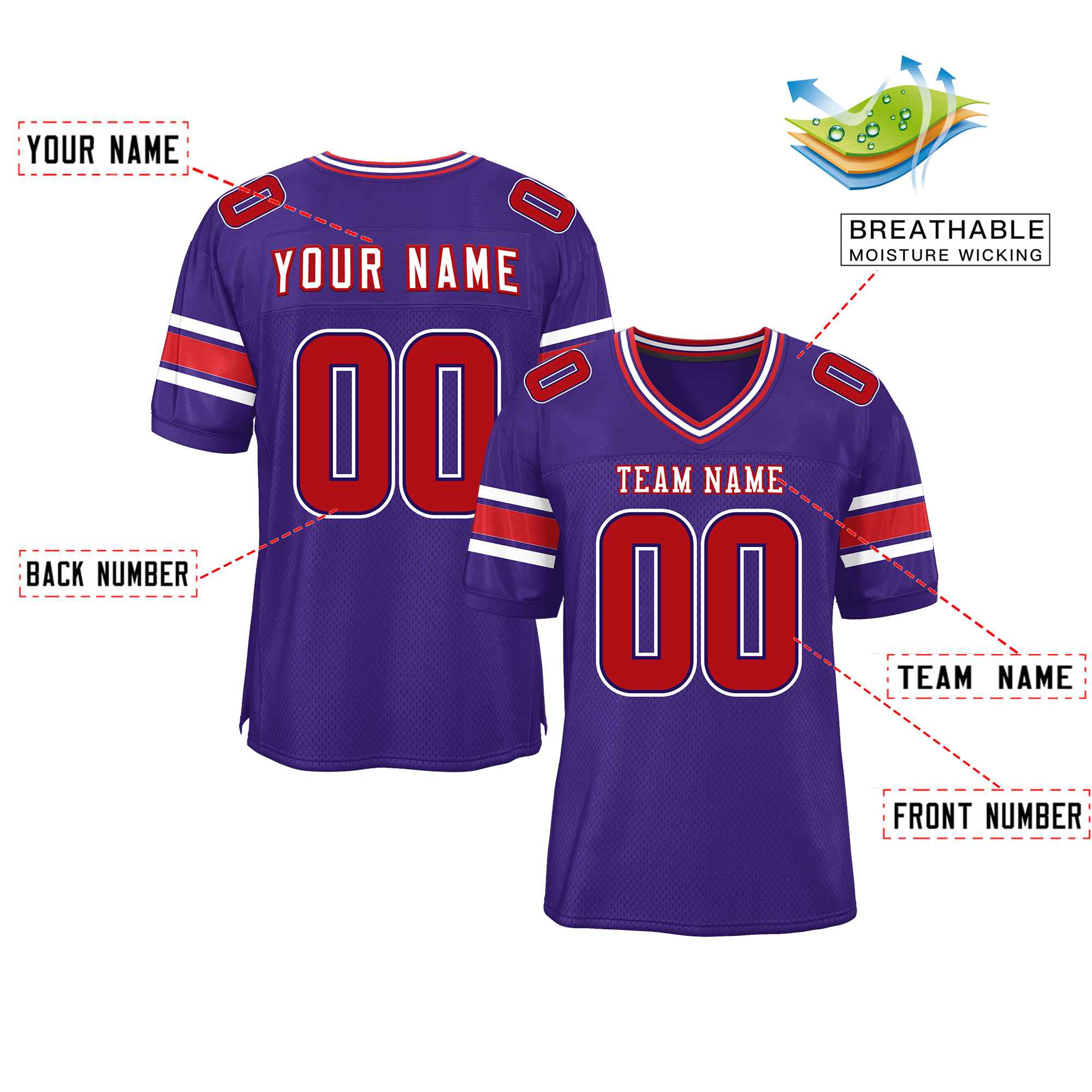 Custom Purple Personalized Classic Authentic Football Jersey