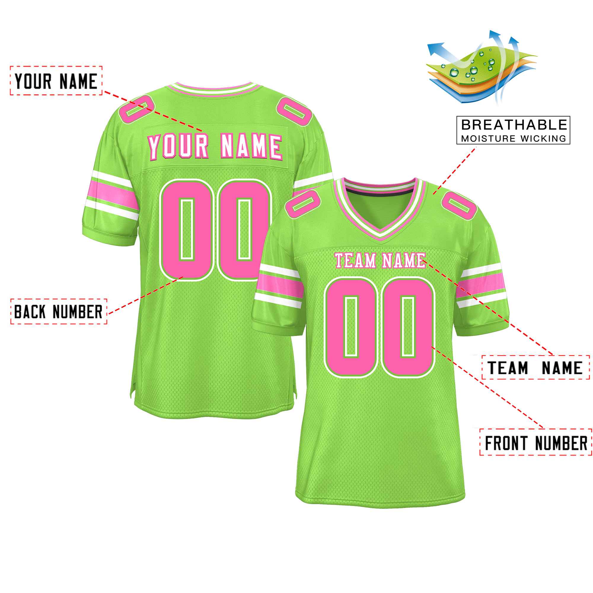 Custom Neon Green Personalized Classic Authentic Football Jersey