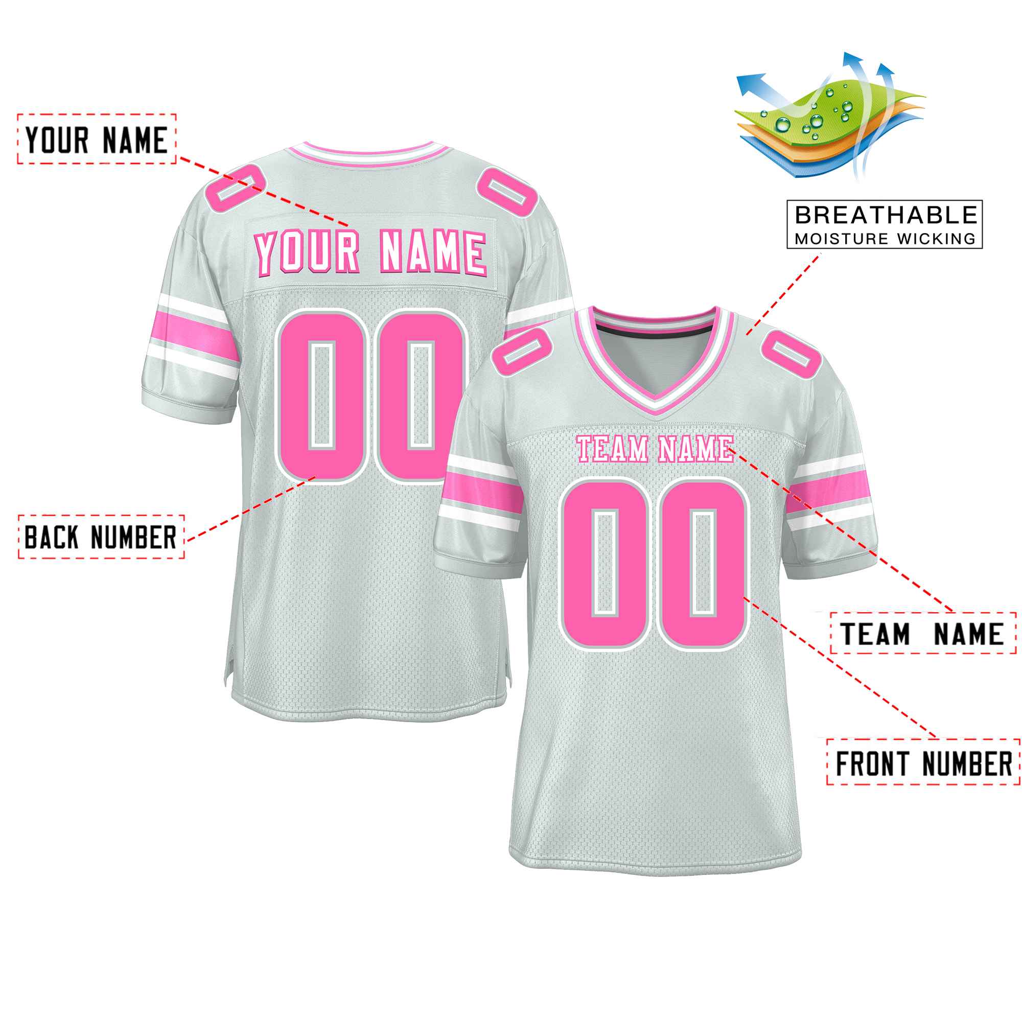 Custom Silver Personalized Classic Authentic Football Jersey