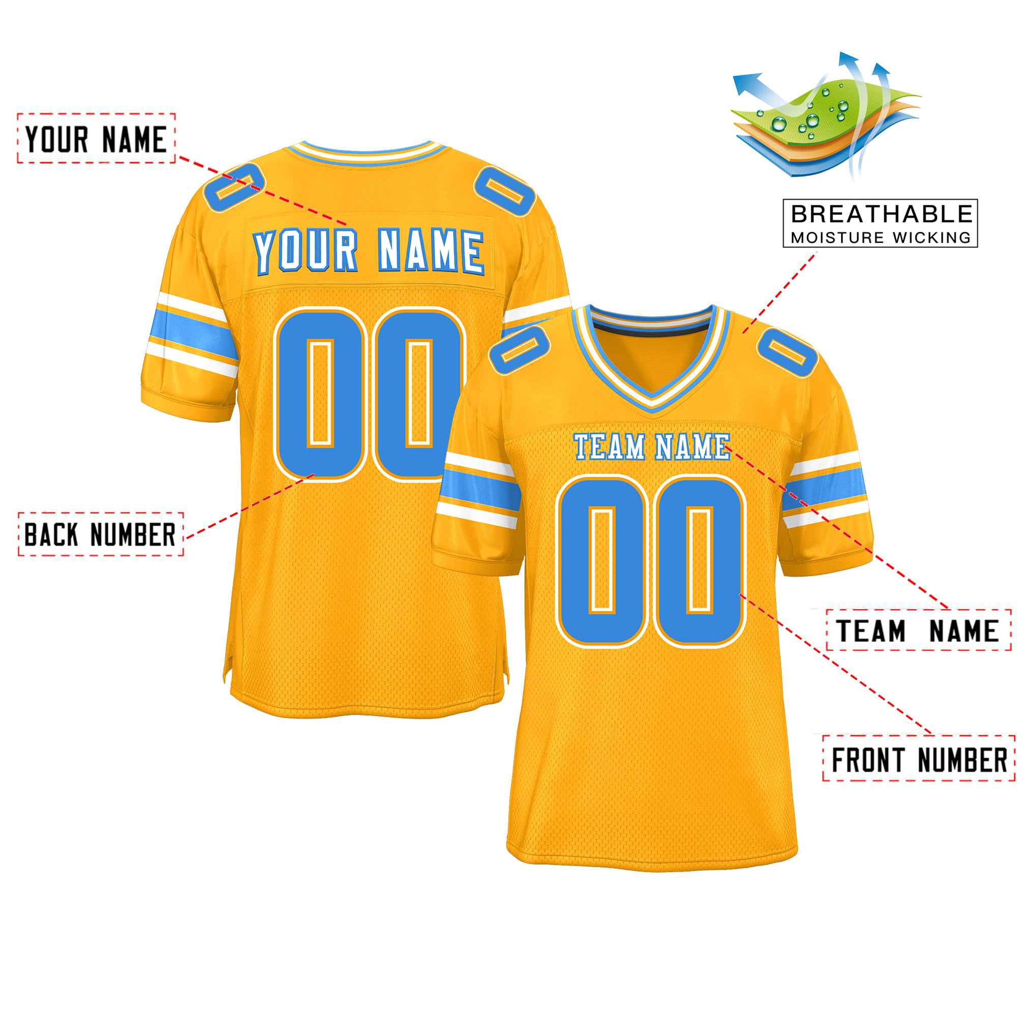 Custom Yellow Personalized Classic Authentic Football Jersey