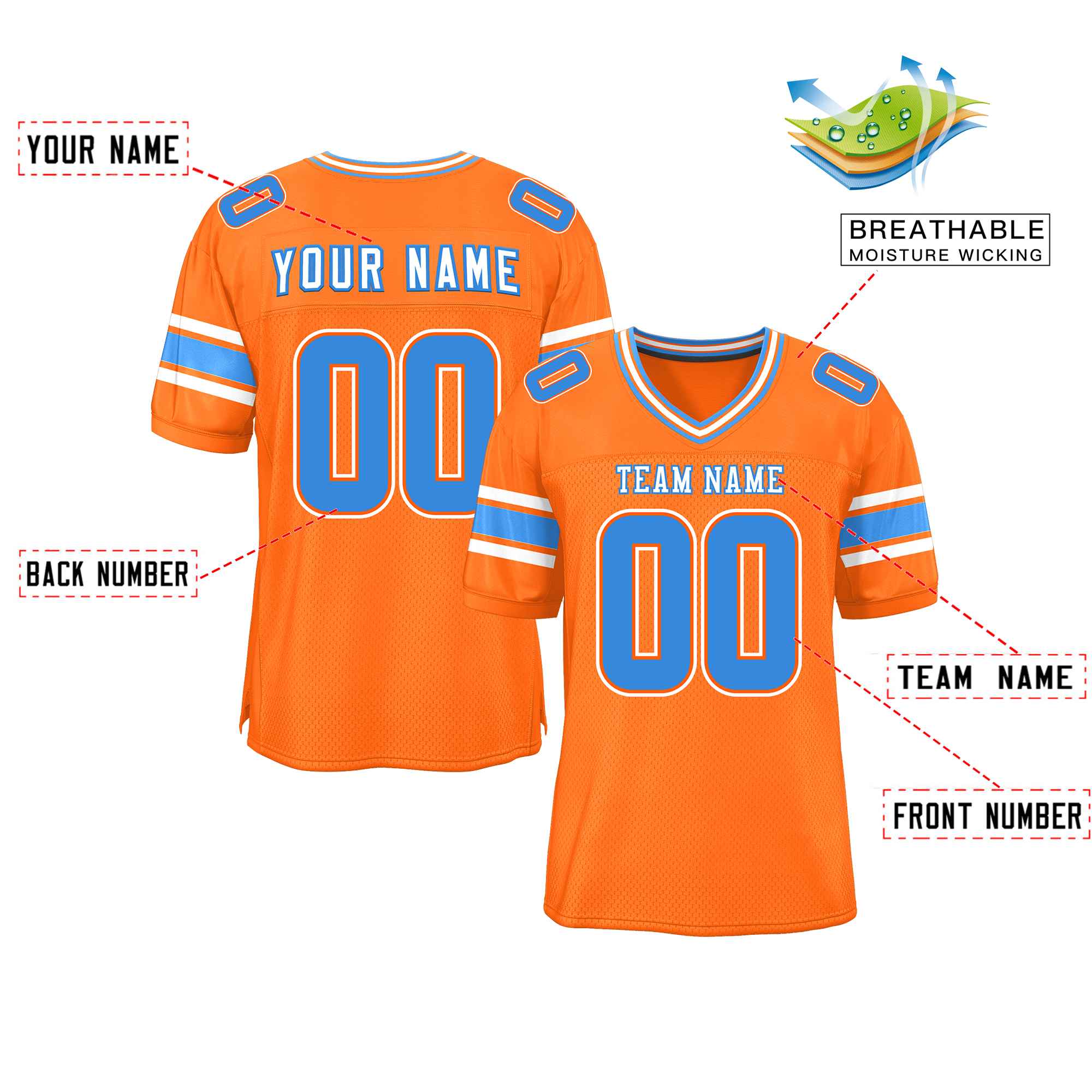 Custom Orange Personalized Classic Authentic Football Jersey