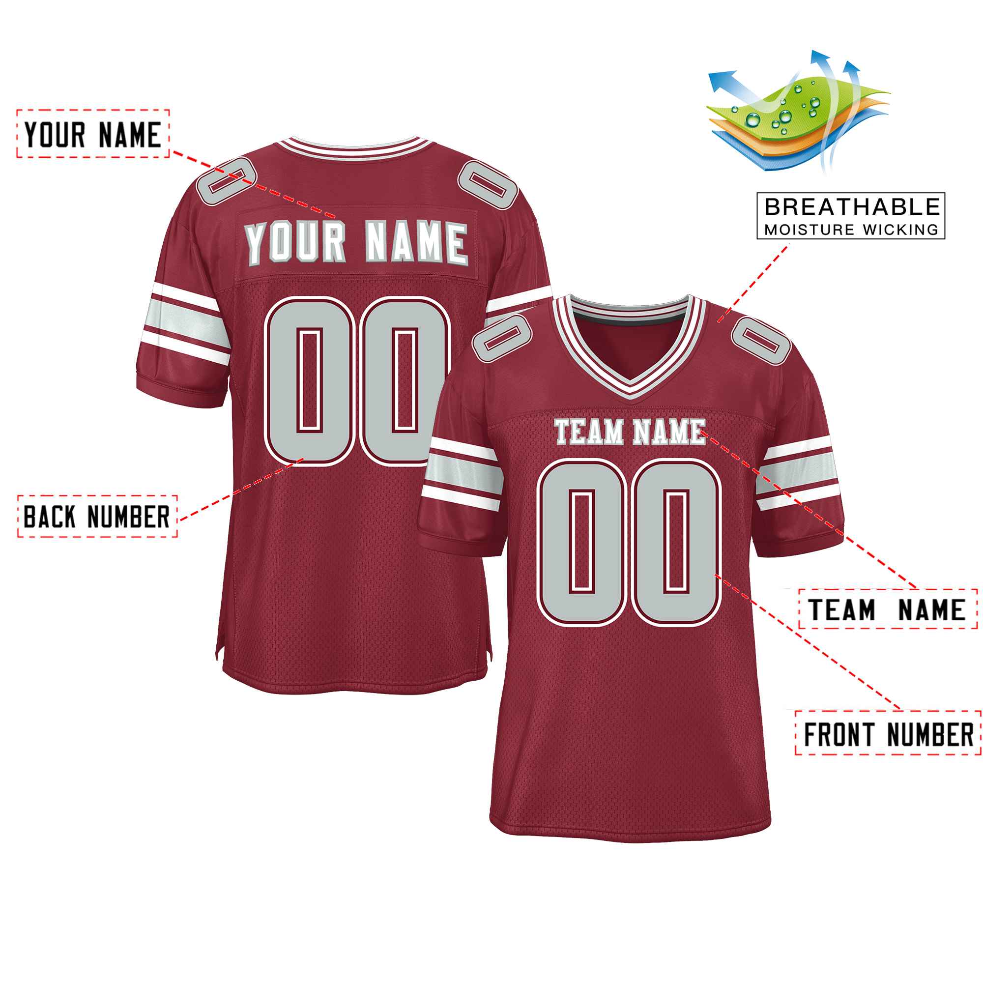 Custom Crimson Personalized Classic Authentic Football Jersey