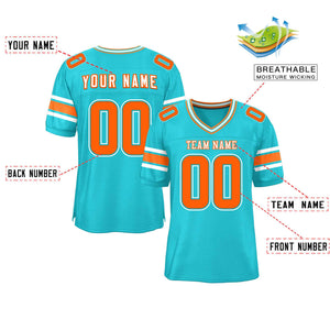 Custom Aqua Personalized Classic Authentic Football Jersey