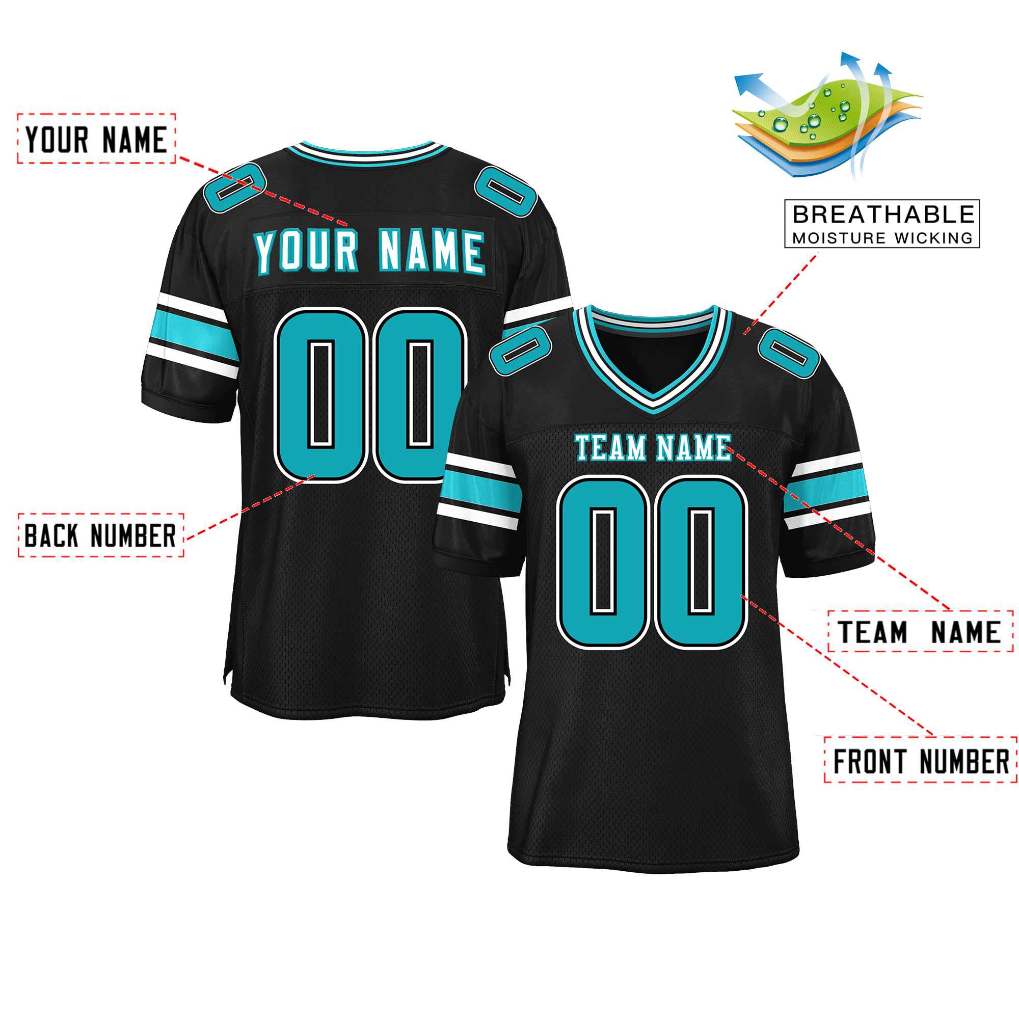 Custom Black Personalized Classic Authentic Football Jersey