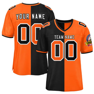 Custom Black Orange Personalized Split Two Tone Design Authentic Football Jersey