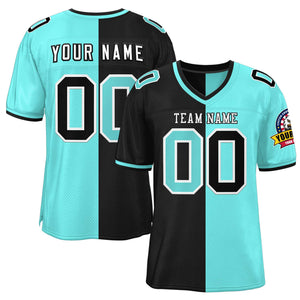 Custom Black Bright Green Personalized Split Two Tone Design Authentic Football Jersey