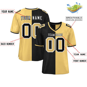 Custom Black Old Gold Personalized Split Two Tone Design Authentic Football Jersey