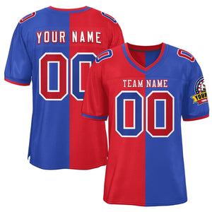 Custom Red Royal Personalized Split Two Tone Design Authentic Football Jersey