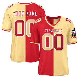 Custom Red Khaki Personalized Split Two Tone Design Authentic Football Jersey