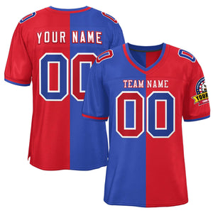 Custom Royal Red Personalized Split Two Tone Design Authentic Football Jersey