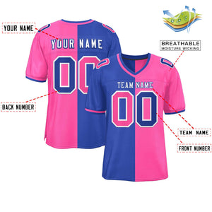 Custom Royal Pink Personalized Split Two Tone Design Authentic Football Jersey