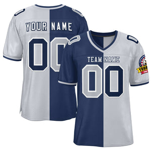 Custom Navy Silver Personalized Split Two Tone Design Authentic Football Jersey