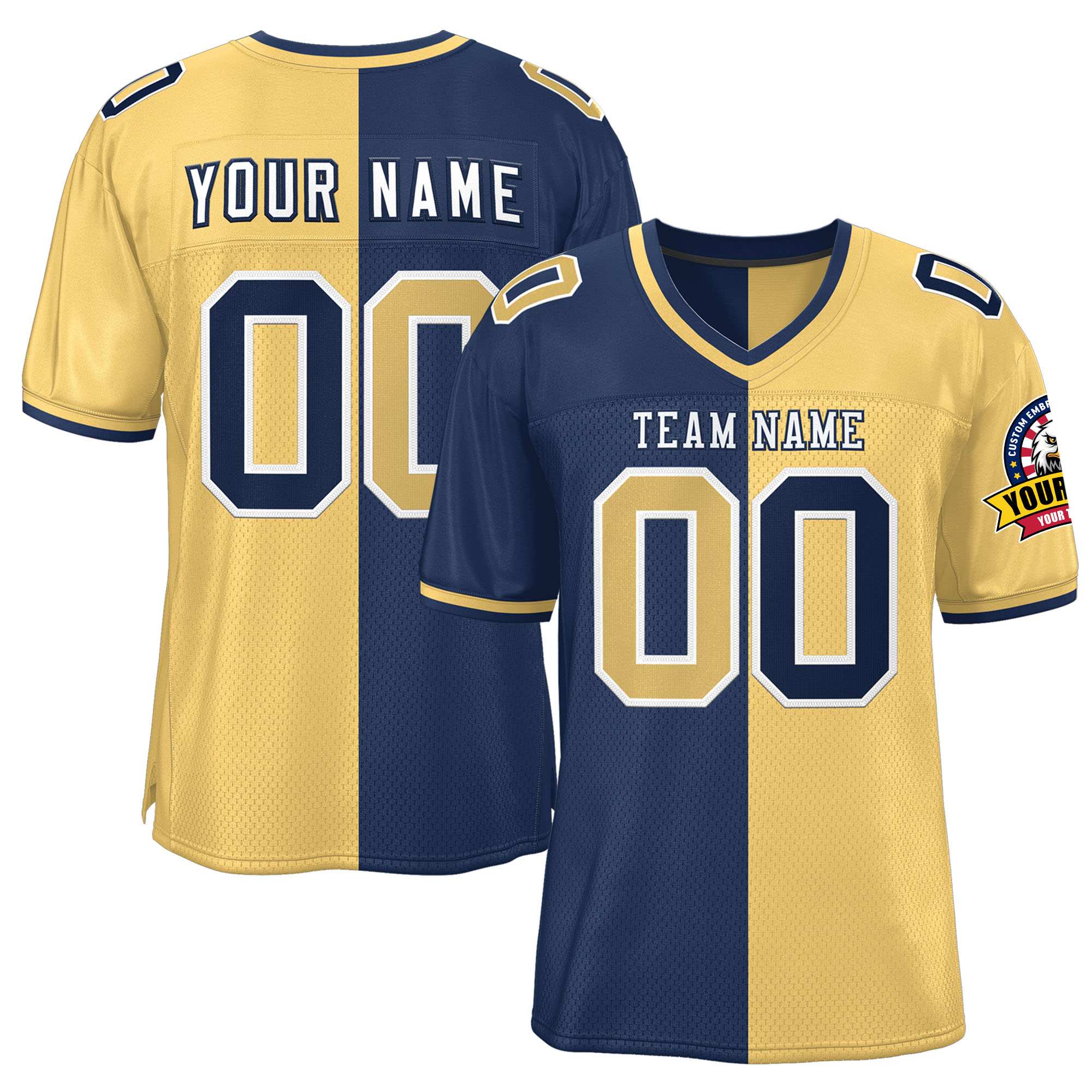 Custom Navy Khaki Personalized Split Two Tone Design Authentic Football Jersey