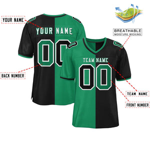 Custom Kelly Green Black Personalized Split Two Tone Design Authentic Football Jersey