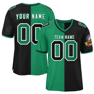 Custom Kelly Green Black Personalized Split Two Tone Design Authentic Football Jersey