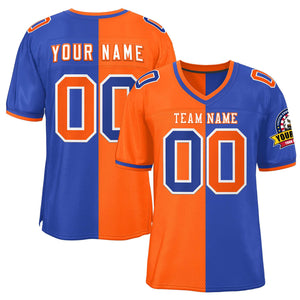 Custom Orange Royal Personalized Split Two Tone Design Authentic Football Jersey