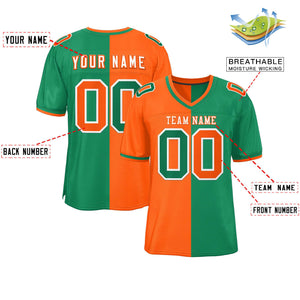 Custom Orange Kelly Green Personalized Split Two Tone Design Authentic Football Jersey