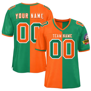 Custom Orange Kelly Green Personalized Split Two Tone Design Authentic Football Jersey