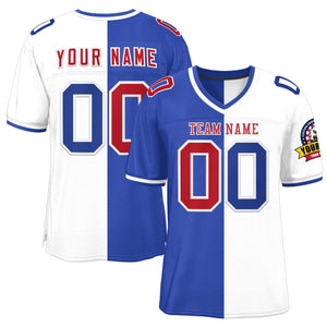 Custom Royal White Personalized Split Two Tone Design Authentic Football Jersey