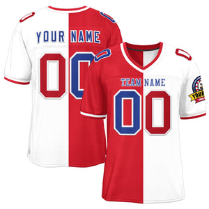 Custom Red White Personalized Split Two Tone Design Authentic Football Jersey