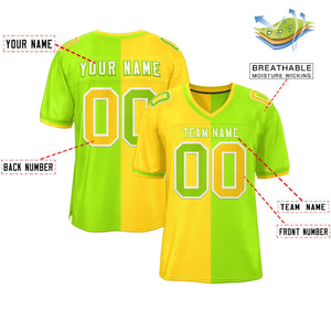 Custom Gold Neon Green Personalized Split Two Tone Design Authentic Football Jersey