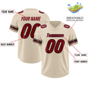 Custom Cream Red Retro Personalized Sleeve Line Authentic Football Jersey