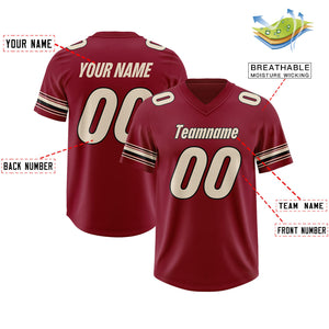 Custom Red Cream Retro Personalized Sleeve Line Authentic Football Jersey