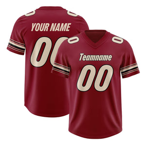 Custom Red Cream Retro Personalized Sleeve Line Authentic Football Jersey