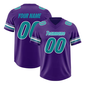 Custom Purple Aqua Retro Personalized Sleeve Line Authentic Football Jersey