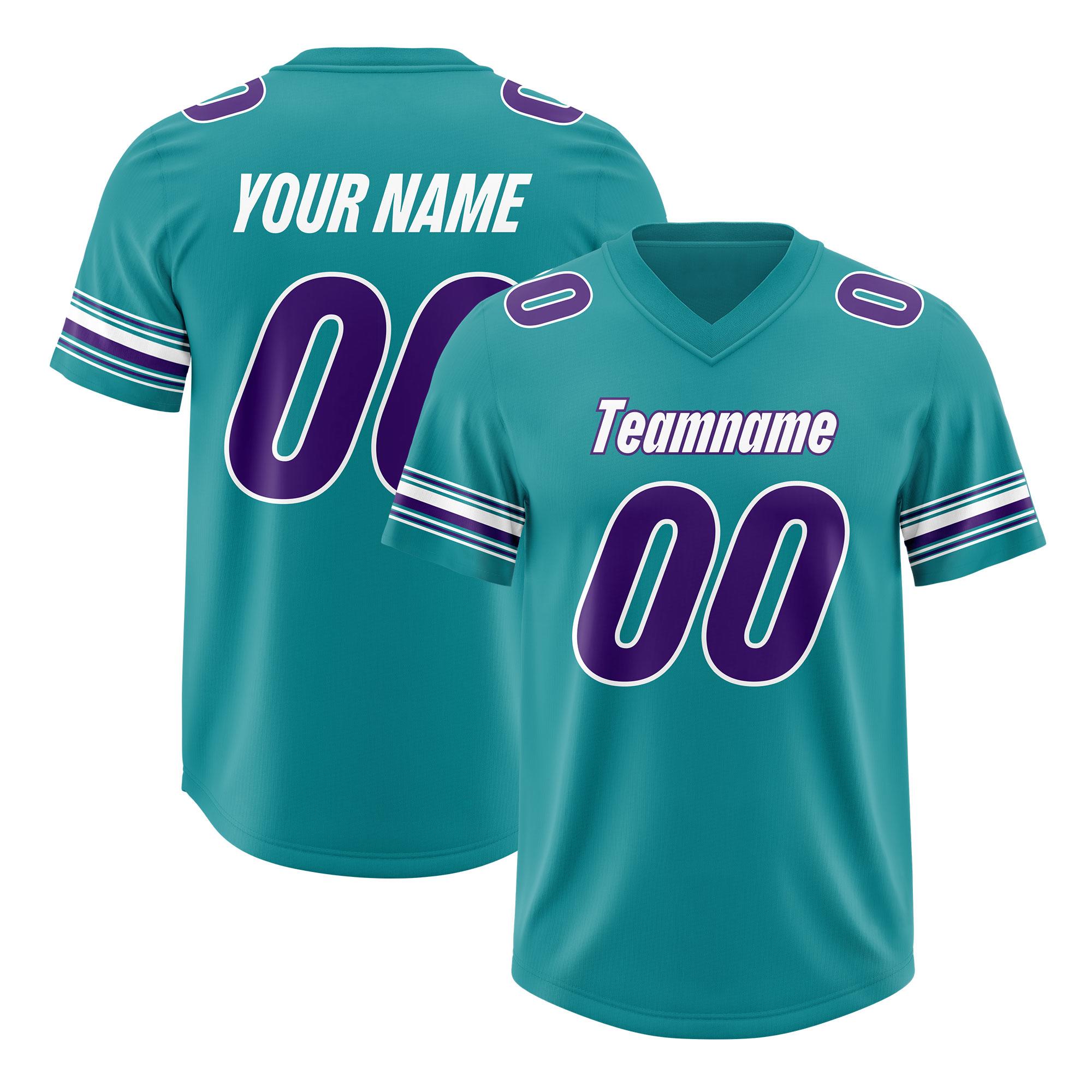 Custom Aqua Purple Retro Personalized Sleeve Line Authentic Football Jersey