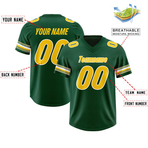 Custom Green Gold Retro Personalized Sleeve Line Authentic Football Jersey