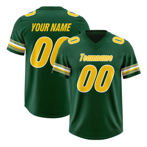 Custom Green Gold Retro Personalized Sleeve Line Authentic Football Jersey