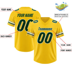 Custom Gold Green Retro Personalized Sleeve Line Authentic Football Jersey