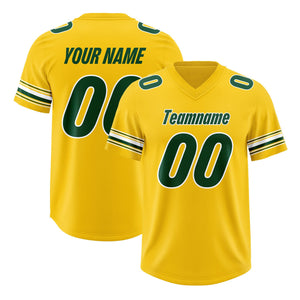 Custom Gold Green Retro Personalized Sleeve Line Authentic Football Jersey