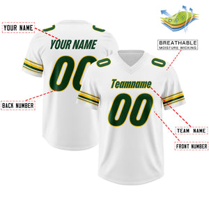 Custom White Green Retro Personalized Sleeve Line Authentic Football Jersey