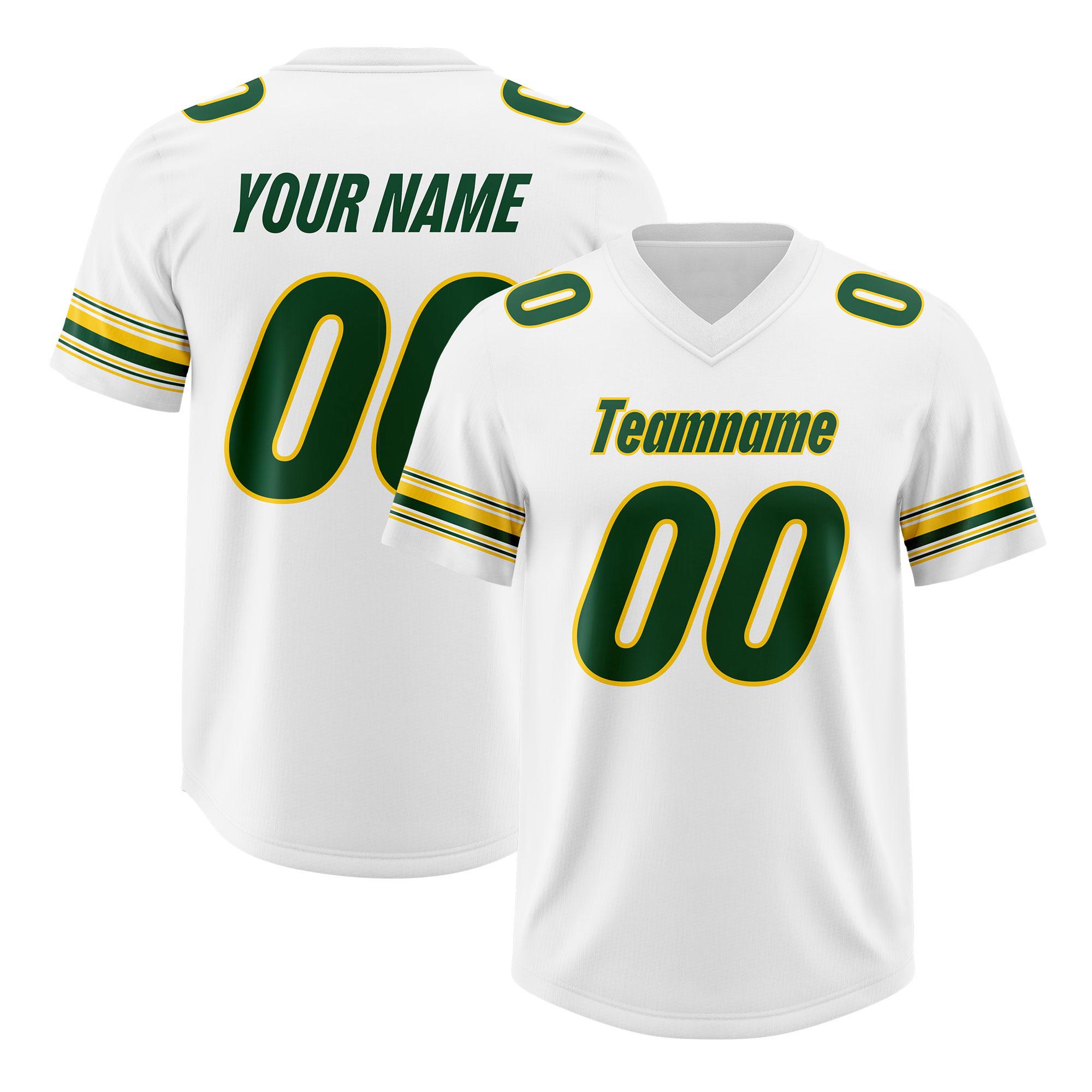 Custom White Green Retro Personalized Sleeve Line Authentic Football Jersey