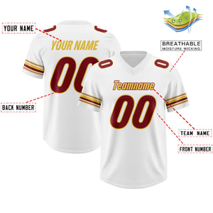 Custom White Red Retro Personalized Sleeve Line Authentic Football Jersey