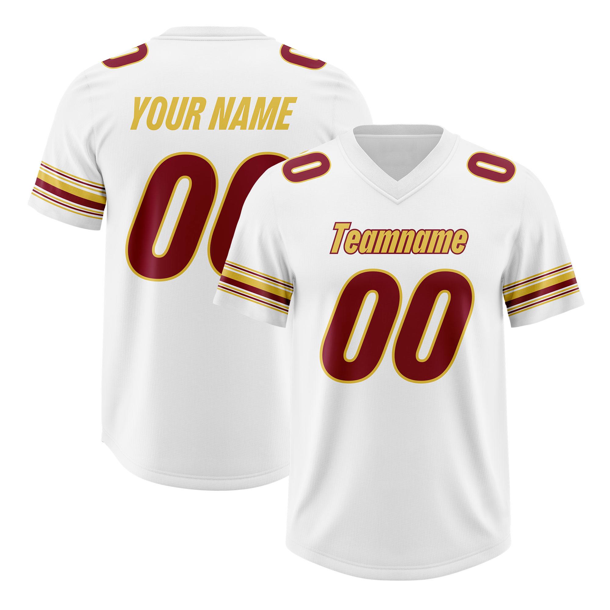 Custom White Red Retro Personalized Sleeve Line Authentic Football Jersey