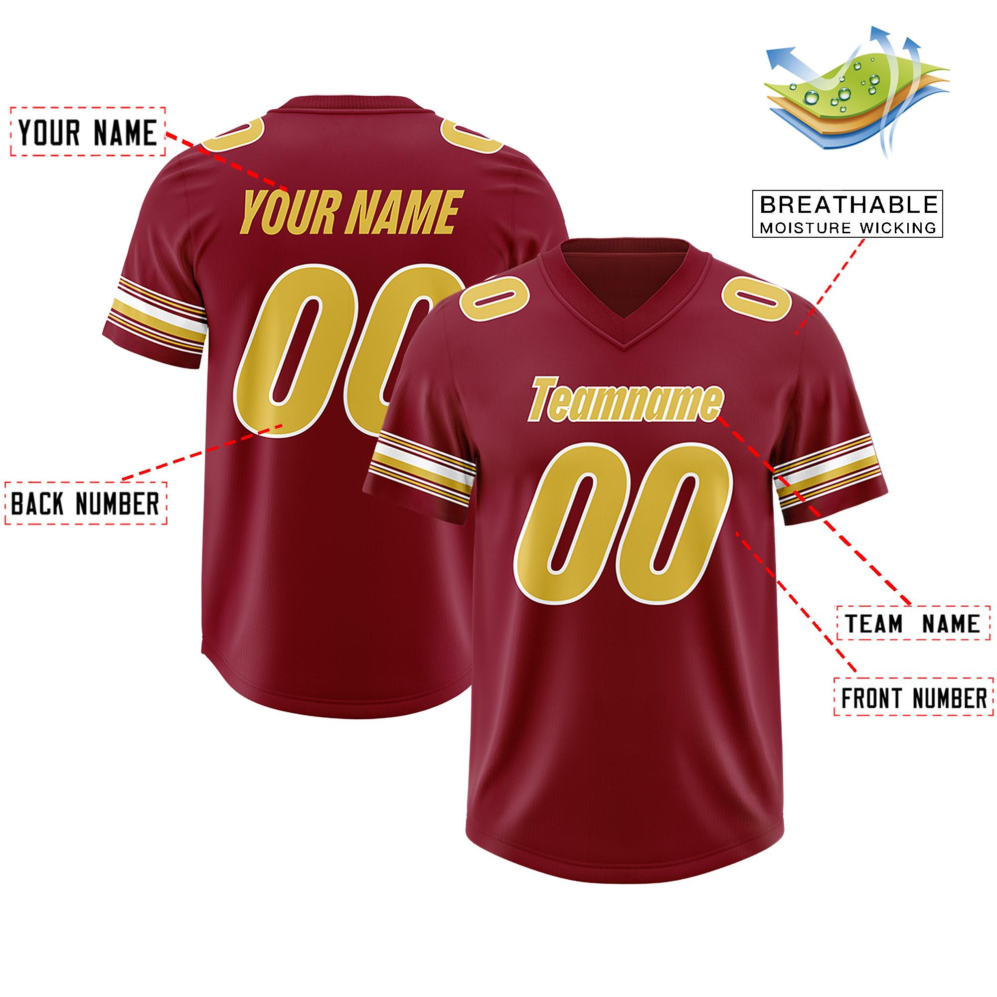 Custom Red Old Gold Retro Personalized Sleeve Line Authentic Football Jersey