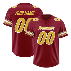 Custom Red Old Gold Retro Personalized Sleeve Line Authentic Football Jersey