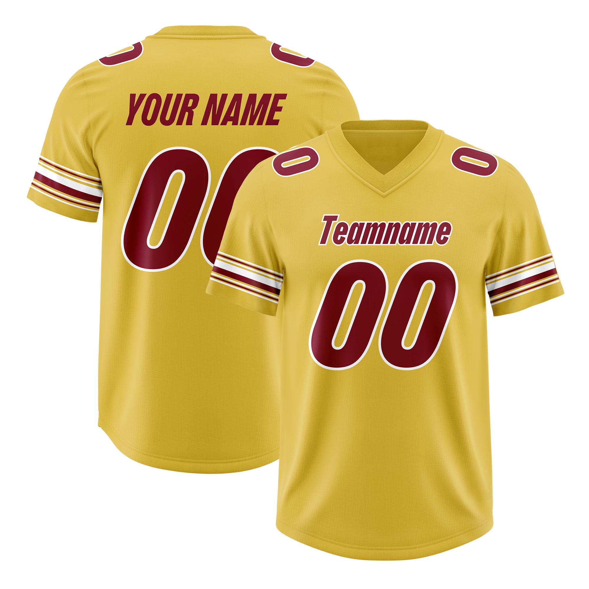 Custom Old Gold Red Retro Personalized Sleeve Line Authentic Football Jersey