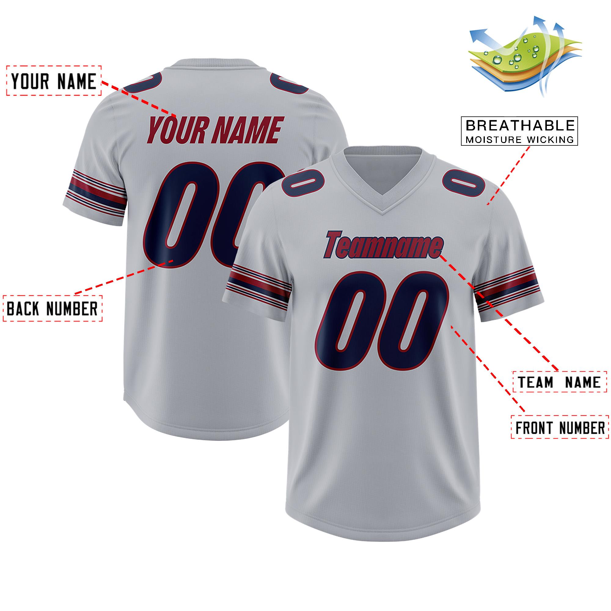 Custom Gray Navy Retro Personalized Sleeve Line Authentic Football Jersey