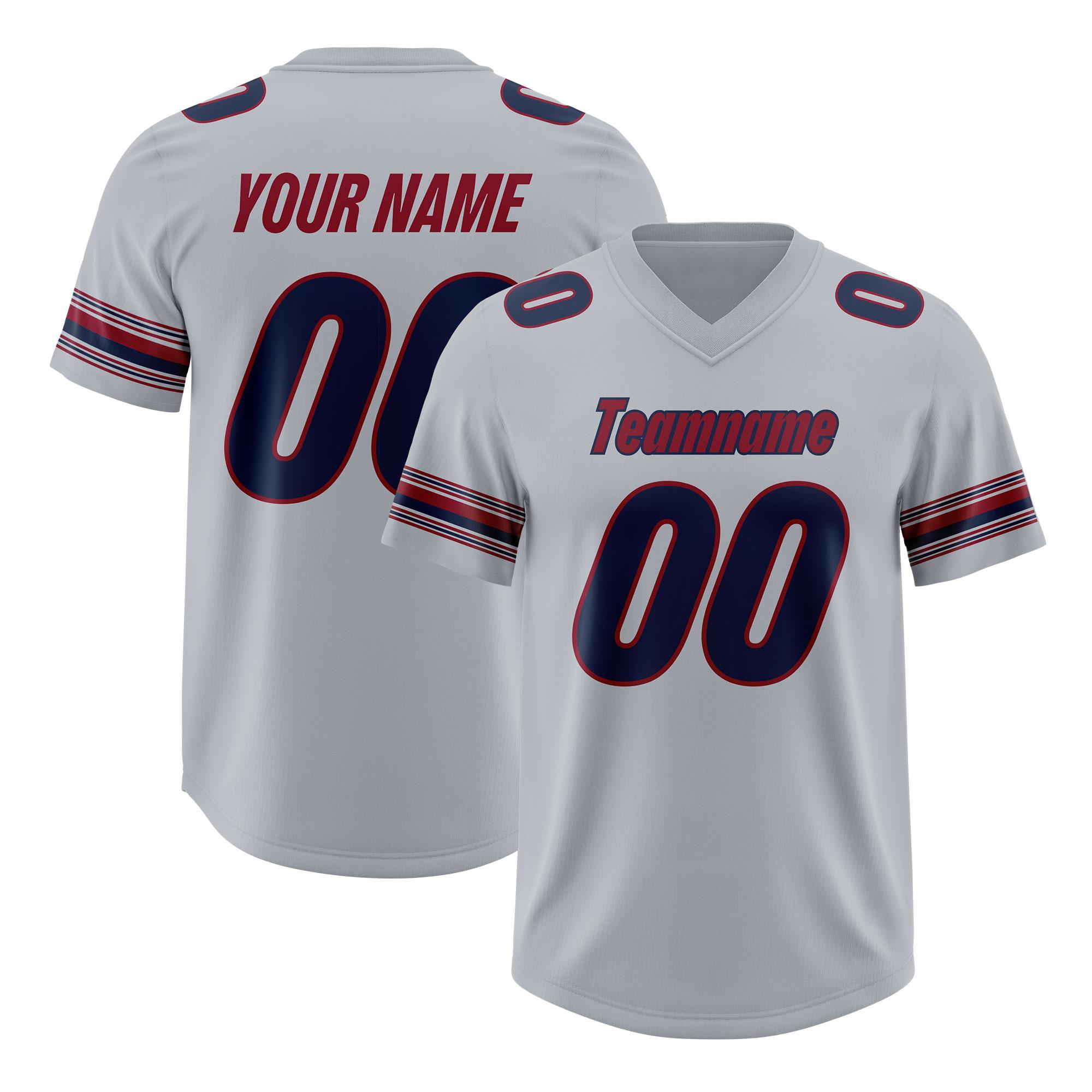 Custom Gray Navy Retro Personalized Sleeve Line Authentic Football Jersey