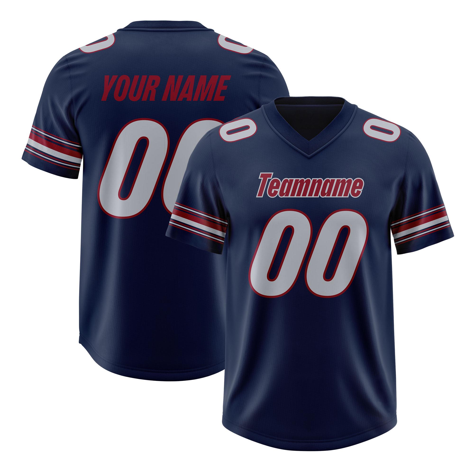 Custom Navy Gray Retro Personalized Sleeve Line Authentic Football Jersey